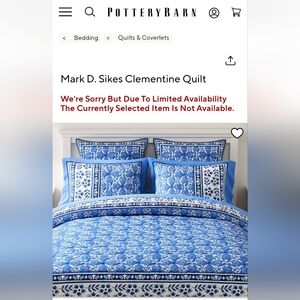 Pottery Barn Mark Sikes Reversible Clementine Quilt.